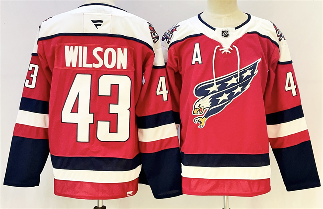 Men's Washington Capitals #43 Tom Wilson Red With A Patch Stitched Hockey Jersey